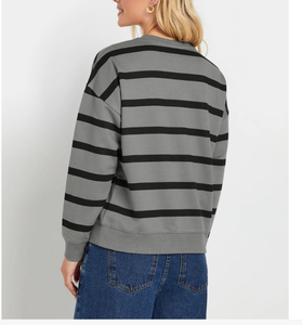 Women's Autumn Cartoon Acid Wash Long Sleeve <b>Pullover</b> <b>Sweater</b> Solid Color 100% Cotton Crew Neck Knitted Top sweatshirt - Product Image 2