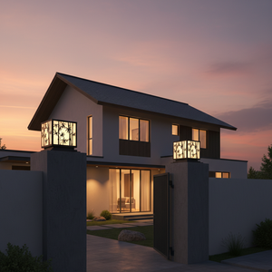 Lámpara LED de 1 año de garantía, de acero/inoxidable, 3500K (blanco cálido), para columna de entrada, de Vietnam CM Decor, AC 220V (± 10%), 300 lm, para exterior/pared/villa/jardín - Product Image 6