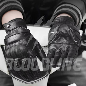 Bloodline sporty black cycling <b>gloves</b> Breathable wrist length leather <b>gloves</b> Leather bike <b>gloves</b> for spring summer - Product Image 4