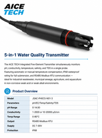 AICE TECH Transmitter Kualitas Air Terintegrasi Lima Elemen pH Konduktivitas Salinitas TDS Suhu 5-in-1