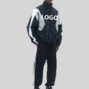 Conjunto Deportivo de Alta Calidad con Logotipo Personalizado, 100% Algodón, Sudadera con Capucha Estampada, Chaqueta Cortavientos con Bloques de Color, Venta al Por Mayor - Product Image 1