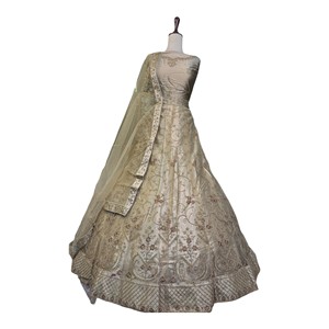 Ensemble élégant de lehenga choli en soie brodé pour mariage, tenue de mariée traditionnelle indienne et pakistanaise pour femmes, longueur au sol - Product Image 4
