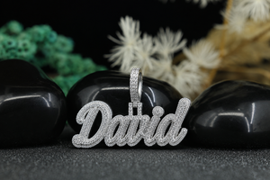Collier avec pendentif personnalisé en argent sterling 925, aspect diamant, pendentif glacé, bijoux de luxe hip-hop personnalisés, vente en gros - Product Image 5