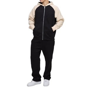 Ensemble de survêtement pour homme avec logo personnalisé, 100% coton, veste et pantalon à cordon de serrage extensibles dans quatre directions, pour la salle de sport et les activités de plein air - Product Image 1