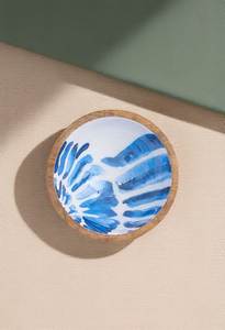 Tazón de Madera de Acacia Hecho a Mano con Patrón de Hoja de Olivo Esmaltada, Estilo Mediterráneo, para Servir Alimentos o Regalos - Product Image 5