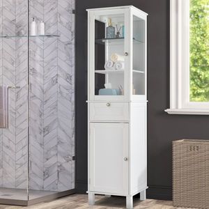 Mobile da Bagno FCH con Cassetto Singolo e Doppia Anta in MDF Verniciato a Spruzzo Bianco, Armadietti per Soggiorno - Product Image 4