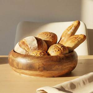Tazón de Madera Ecológico Hecho a Mano de Diseño Moderno para Bodas, Diseño Clásico de Madera Natural para Servir Alimentos, Artesanía de Madera sin Recubrimiento para el Hogar - Product Image 5