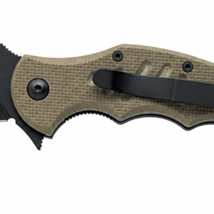 Tan Textured Handle Curved Folding Pocket Knives with Black Hook Blade Finger Ring and Belt Clip for <b>Outdoor</b> Utility Cuttings - Product Image 6