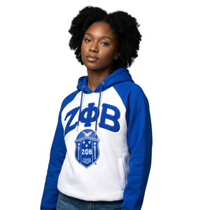 Sweat à capuche bicolore Zeta Phi Beta ZPB avec broderie chenille des lettres grecques, en polaire pour femme, vêtement haut de gamme - Product Image 3