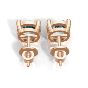 Heerani Jewels Natural Round Aquamarine 925 <b>Sterling</b> <b>Silver</b> Classic <b>Stud</b> Vermeil Rose Gold Unisex <b>Earrings</b> - Product Image 2