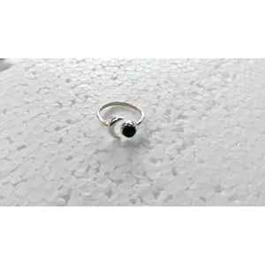 Elegant and Stylish 925 Sterling <b>Silver</b> Half-Moon <b>Ring</b> <b>with</b> <b>Black</b> <b>Stone</b> for Casual & Party Wear - Product Image 1