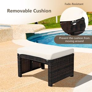 Set di 2 Pouf in Rattan Imbottiti per Arredamento da Giardino e Patio - Product Image 6
