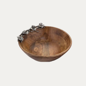 Tazón de madera hecho a mano, diseño minimalista para servir alimentos, artesanía de madera sin recubrimiento, regalo para ocasiones especiales, directo de fábrica india. - Product Image 3