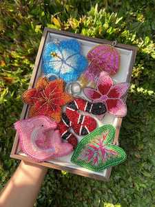 ALI FASHION ART Customized Hand Embroidered Eco-Friendly Felt Woven Fruit Pattern Carabiner Keychain <b>Bag</b> <b>Charm</b> Model AFA-01 - Product Image 5