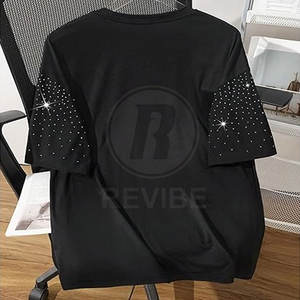 เสื้อยืดผู้ชายประดับเพชร ผ้าฝ้าย 100% คุณภาพสูง ระบายอากาศดี ขายดีที่สุด สตรีทแวร์สุดฮิต - Product Image 2