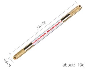 Pluma de Microblading de Doble Punta de Cristal Dorado, Herramienta Manual de Acero Inoxidable Tebori para Cejas, para Uso en PMU - Product Image 4