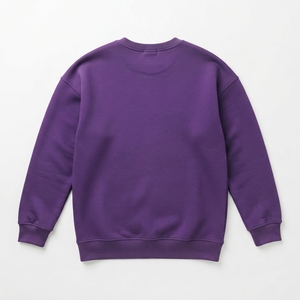 เสื้อสเวตเชิ้ตคอกลมสีม่วงสำหรับผู้ชาย ทรงปกติ ปักโลโก้ สีพื้น เสื้อสวมหัวลำลอง ผ้าฟลีซ ใส่ได้ในฤดูใบไม้ร่วง - Product Image 3