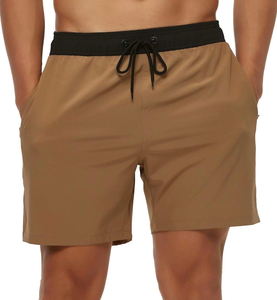 Pantalones Cortos de Natación para Hombre 2026 al por Mayor, Azules Sólidos, de Secado Rápido, con Cordón en la Cintura y Bolsillos Laterales, de Poliéster Tejido Casual de Longitud Corta - Product Image 6