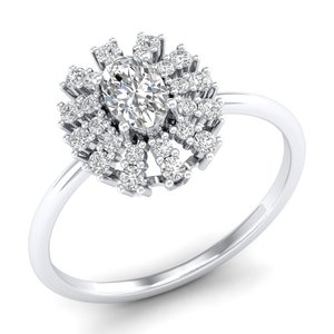 REYES New Arrival 14K Solid Gold Oval Cut 0.87 Carat Lab Grown Diamond Engagement Halo <b>Ring</b> For Women IGI Certified Fine Jewelry - Product Image 2