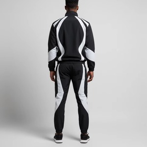 Conjunto de 2 piezas de ropa deportiva para hombre: Chaqueta corta y pantalón jogger con cremallera, cortavientos de poliéster, estilo urbano. - Product Image 5