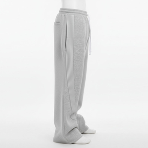 Custom Lightweight 100% Cotton Regular Fit Winter Straight Canvas Trouser Men Side <b>Strips</b> Design Waist Drawstring Eco-Friendly - Product Image 4