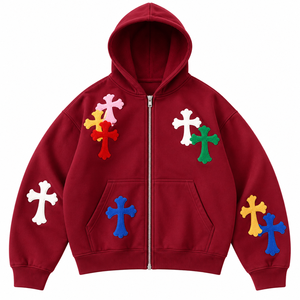 Sweat à capuche pull-over bordeaux pour homme, motif uni, polaire polyester, coupe oversize, style hip-hop streetwear, séchage rapide, hiver, fabricant - Product Image 1