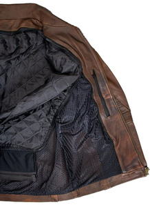 Chaqueta de Motociclista de Cuero Genuino Marrón Vintage para Hombre, Estilo Café Racer, con Múltiples Bolsillos con Cremallera y Diseño de Mangas Acolchadas - Product Image 4
