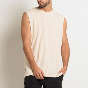 LEDBURY Fashion Sleeveless Plain Cropped <b>Stringer</b> Front Pocket Tank Top Crew Neck Polyester/Cotton Sporty Custom Color Loose - Product Image 6