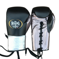 Guantes de Boxeo Personalizados No Boxing No Life, para Entrenamiento y Sparring, con Cierre de Gancho y Cordones, de Cuero Vacuno, Dedos Completos, Absorben la Humedad