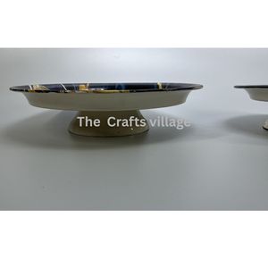 Creative Enamel Finish Metal Pedestal Tray Cake Stand Round Serving Dish Handcrafted <b>Decorative</b> <b>Plate</b> for Dessert Snack Tray - Product Image 5