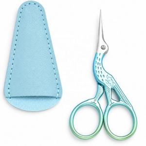 Ciseaux à broder rose en forme de grue, avec étui en cuir, petits ciseaux en acier inoxydable pour outils de couture manuels - Product Image 1