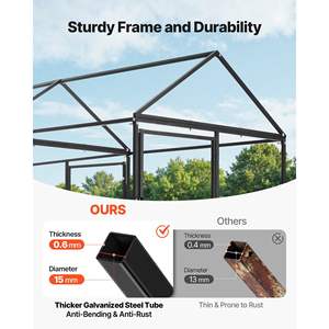 Couverture imperméable pour petite cage à poulets en métal, poulailler pour 4 à 6 poulets, 3,3 x 6,6 x 3,3 pieds, double porte, toit en forme de flèche, compatible avec la volière - Product Image 4