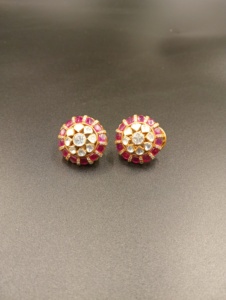 Boucles d'oreilles Amaira Jewels en argent 925 plaqué or, zircon, pierres doublettes roses, forme ovale, fleurs, clous mignons, pour mariage, femme, 0,1m - Product Image 3