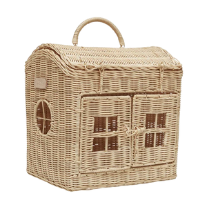 Cesta de Almacenamiento de Juguetes para Niños con Forma de Casa, Linda Cesta de Mimbre Tejida a Mano para Ropa y Lavandería, Muebles para Guardería al por Mayor - Product Image 1
