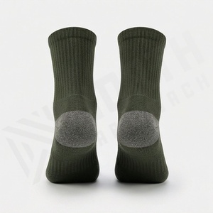 Crew <b>Socks</b> Solid Olive Green Knitted Breathable <b>Running</b> Athletic <b>Socks</b> for Adults Spring Season Standard Thickness - Product Image 2