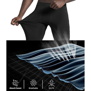 Leggings de yoga sans couture noirs pour hommes de haute qualité, taille haute, élastiques, pour le sport et la compression athlétique - Product Image 6