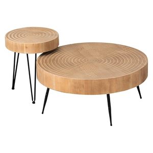 Farmhouse Round Coffee Modern Natural Wood Finished Cocktail Side End <b>Tables</b> for Living Room Decor - Product Image 5