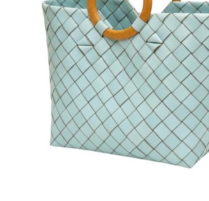 Sac et sac à main personnalisables bleu clair à motifs, élégants, faits à la main, en plastique tressé, pour femmes, pour les voyages - Product Image 3