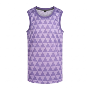 เสื้อบาสเก็ตบอลผู้ชายแบบพรีเมียมสั่งทำพิเศษ สีลาเวนเดอร์ แขนกุด คอกลม ป้องกันแบคทีเรีย ระบายอากาศได้ดี ผลิตโดยผู้ผลิต (OEM) - Product Image 1