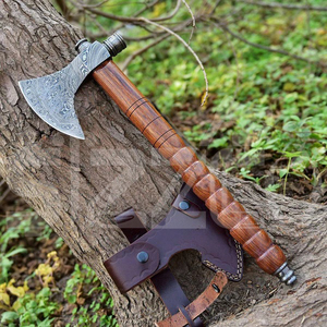 Custom Full Tang Damascus Steel Hunting Camping Bearded <b>Axe</b> Micarta Handle Tomahawk Real Hatchet with Leather Sheath, Ideal Gift - Product Image 3