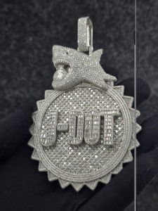 Pendentif Numérique de Luxe en Argent 925 et Moissanite, Plaqué Rhodium, Coupe Baguette, Breloque Thème, Bijou Unisexe, Cadeau - Product Image 6