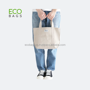 Custom Logo Eco-Friendly Thick Cotton <b>Canvas</b> <b>Tote</b> Bag Shoulder Closure Stylish Handles Reusable for Daily Use Gifts Customized - Product Image 3