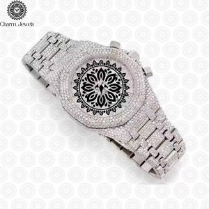 Montre de luxe pour homme Charm Jewels en acier inoxydable, boîtier carré, date automatique, mouvement mécanique sertie de diamants, cadran de 40 mm, bracelet de 20 mm - Product Image 2