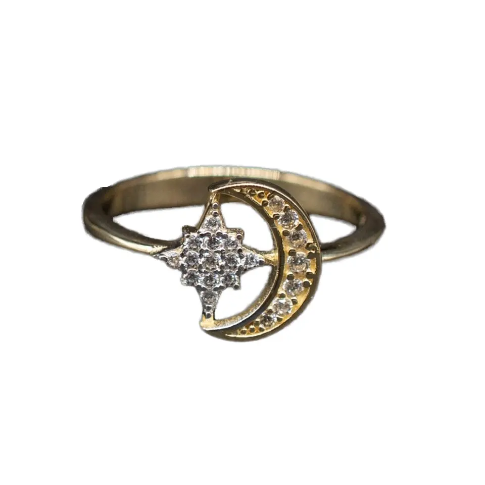Chevron Mond Stern-Design-Ring 925 Sterling Goldplatte Ring besonderes Geschenk für Muttertag Geschenk und bevorstehendes Festival und Anlass