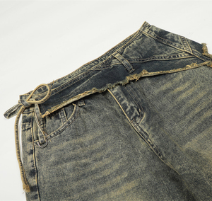 Jeans en denim coupe droite pour homme, qualité luxe, délavé, coupe décontractée, vente en gros - Product Image 4