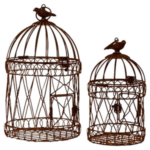 Cage à oiseaux ronde en métal avec base décorative pour la décoration de jardin extérieur, style luxueux, jardinière suspendue en acier galvanisé - Product Image 4