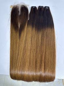 Paquetes de cabello de extensión de cabello liso vietnamita con cierre Ombre elegante suelto cabello ondulado natural profundo - Product Image 5