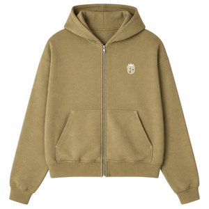 Conjunto de Sudadera con Capucha y Cremallera con Ribete en Contraste y Pantalones Jogger para Hombre, Ropa Deportiva Casual de Algodón en Verde Oliva - Product Image 1