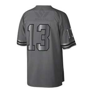 Maillot de football américain gris pour homme, numéro 13, col en V, manches courtes, impression sublimée, tissu polyester respirant - Product Image 1