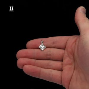 Luxury Square Diamond Cluster <b>Pendant</b>, <b>Solid</b> <b>Gold</b> Baguette and Princess Cut Necklace Charm, IGI/GIA Certified Diamond Jewelry - Product Image 3